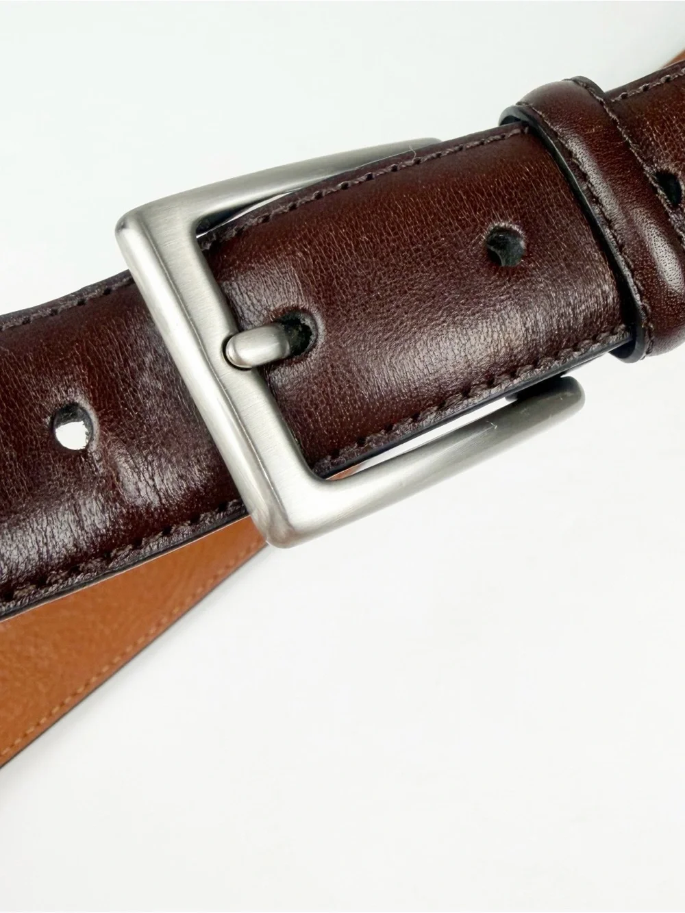 Johnston & Murphy Pebbled Leather Brown Dress Belt Size 44